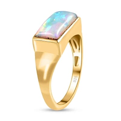 Ethiopian Welo Opal 1.65 ctw Ring in Vermeil Yellow Gold Over Sterling Silver (Size 10)