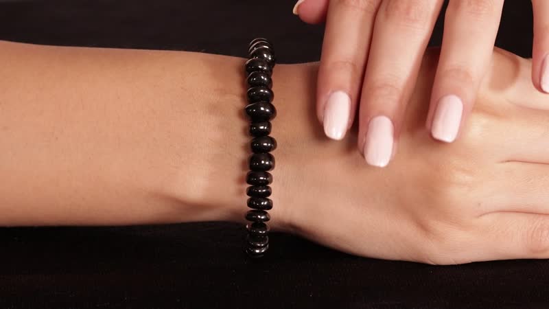 Elite Shungite Tumble Beaded Bracelet in Sterling Silver (6.50-8.50In) 57.00 ctw