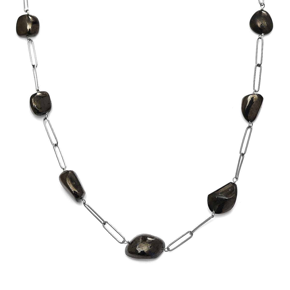 Elite Shungite Station Necklace 20 Inches in Sterling Silver 65.00 ctw image number 0