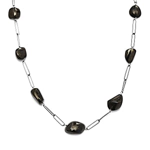 Elite Shungite Station Necklace 20 Inches in Sterling Silver 65.00 ctw