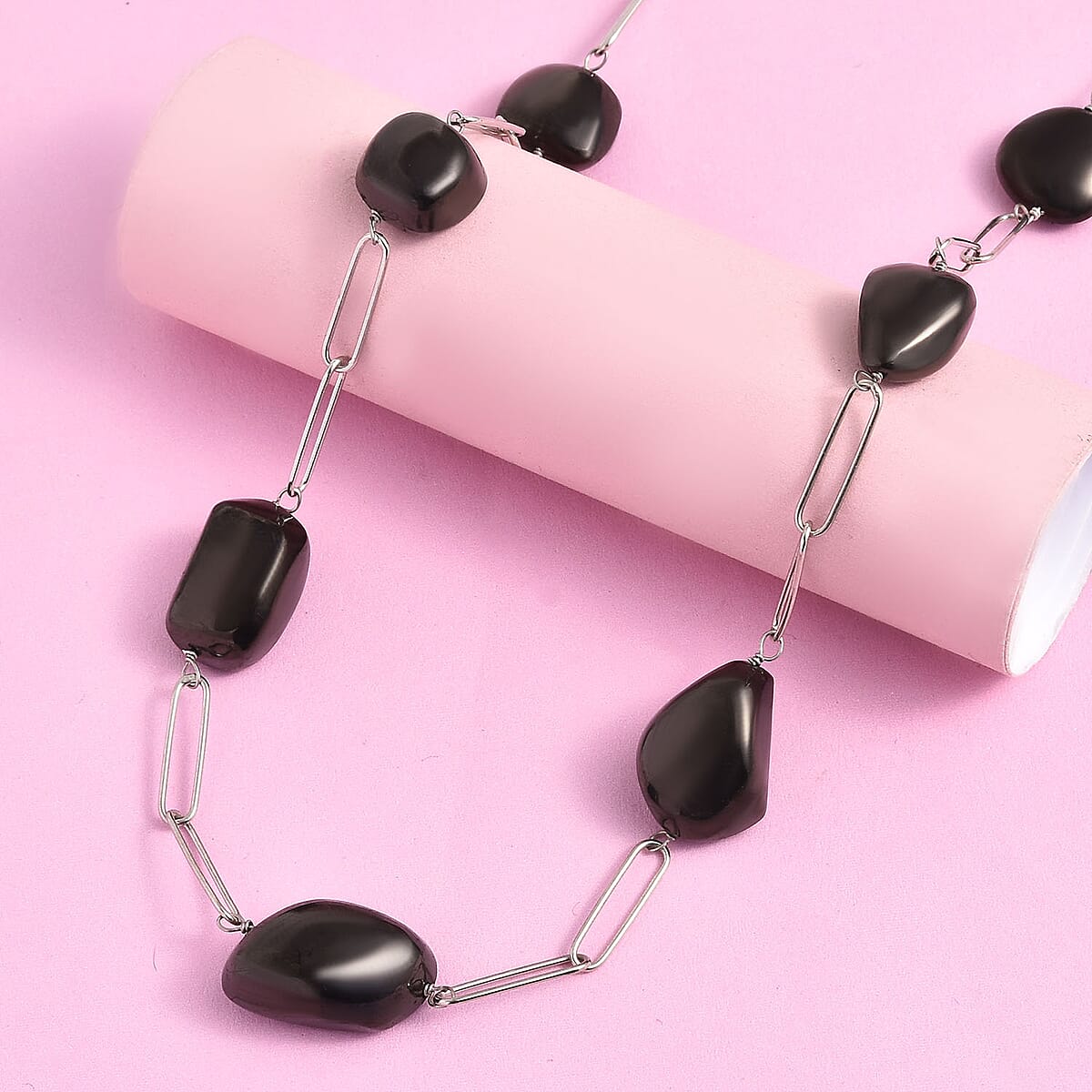 Elite Shungite Station Necklace 20 Inches in Sterling Silver 65.00 ctw image number 1