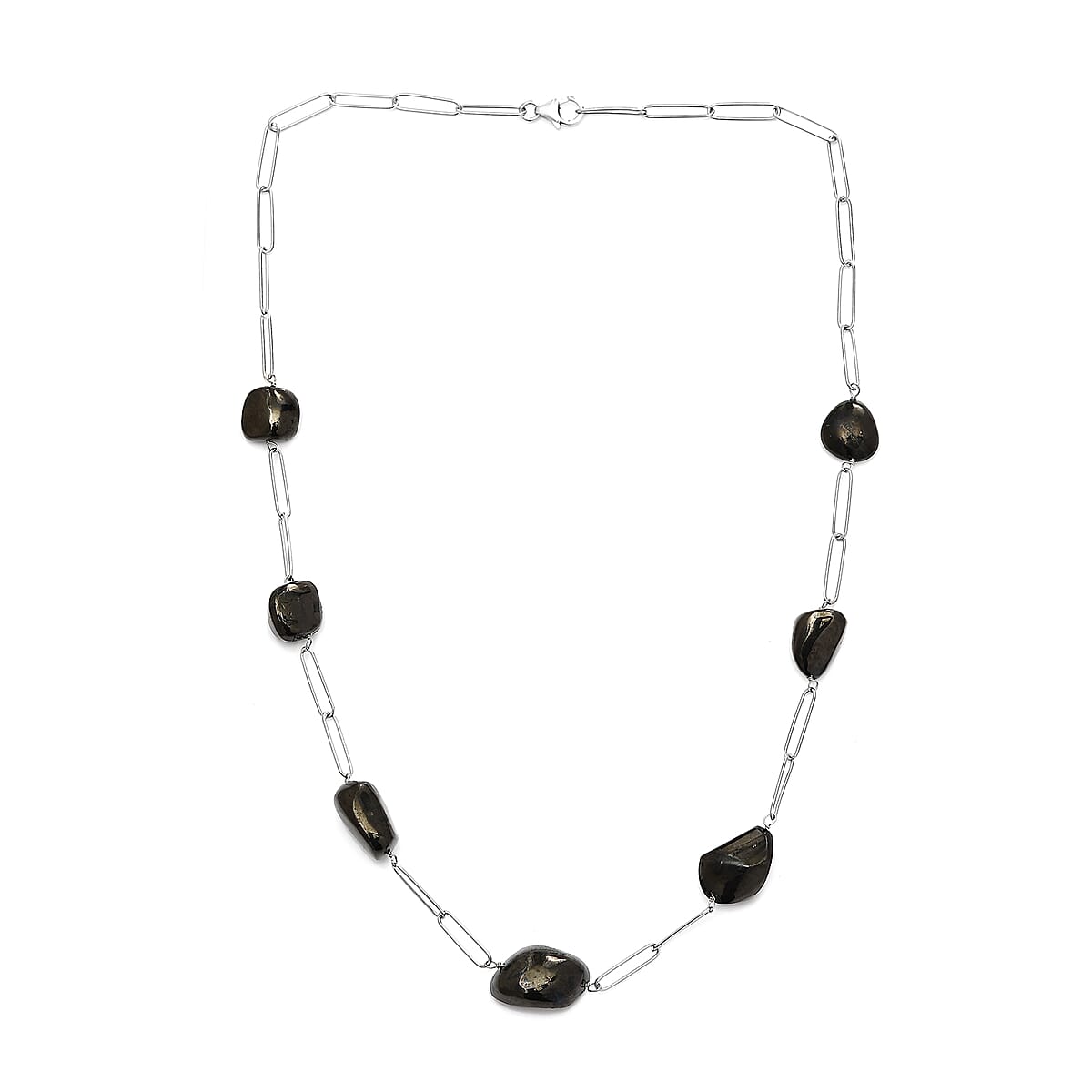 Elite Shungite Station Necklace 20 Inches in Sterling Silver 65.00 ctw image number 3