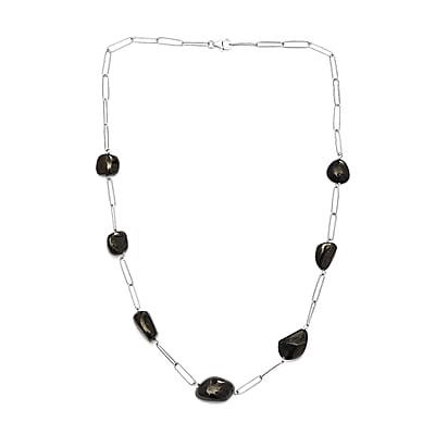 Elite Shungite Station Necklace 20 Inches in Sterling Silver 65.00 ctw
