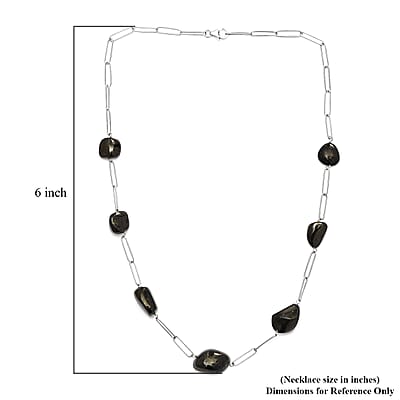 Elite Shungite Station Necklace 20 Inches in Sterling Silver 65.00 ctw