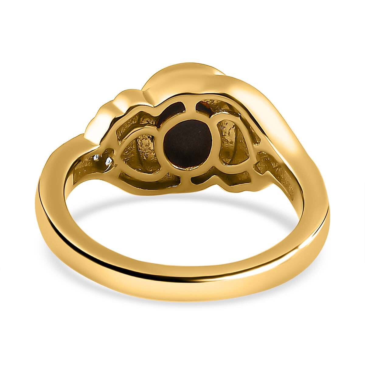 Ammolite and White Zircon 1.83 ctw Ring in 18K Vermeil Yellow Gold Over Sterling Silver (Size 8.0)