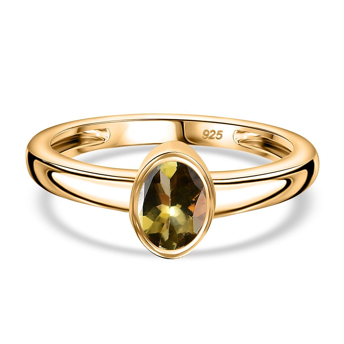 Natural Golden Tanzanite 0.61 ctw Ring in 18K Vermeil Yellow Gold Over Sterling Silver (Size 9.0)