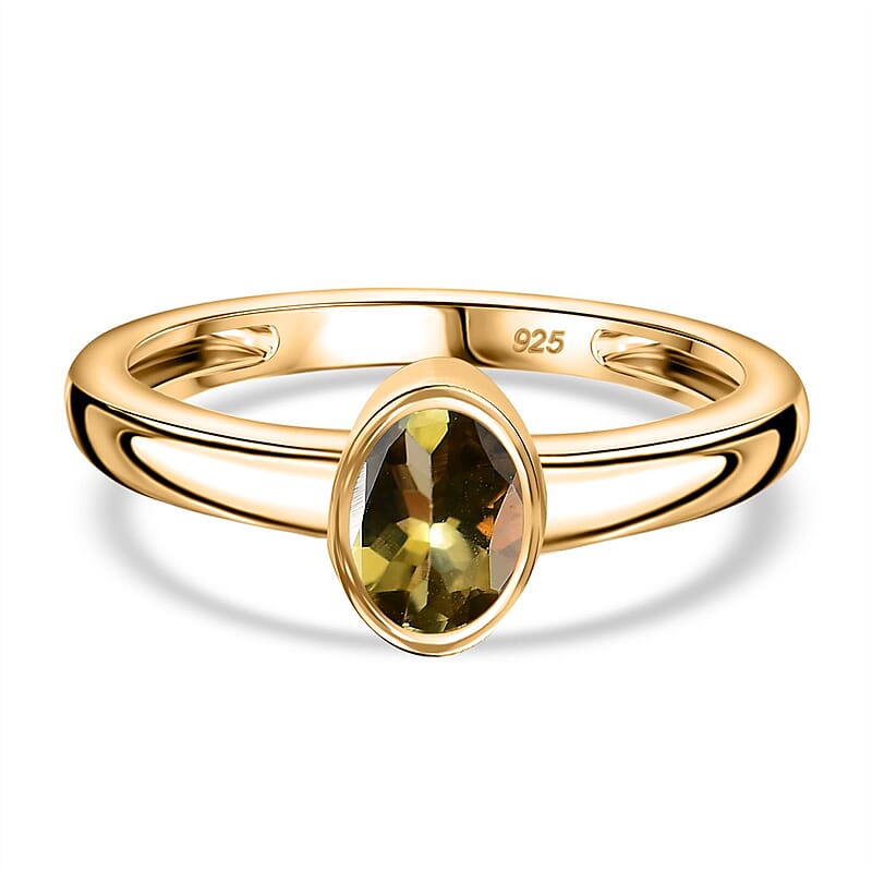 Natural Golden Tanzanite 0.61 ctw Ring in 18K Vermeil Yellow Gold Over Sterling Silver (Size 9.0)