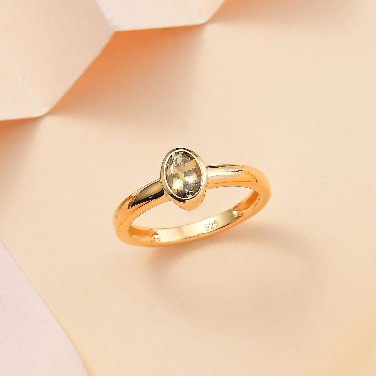 Natural Golden Tanzanite 0.61 ctw Ring in 18K Vermeil Yellow Gold Over Sterling Silver (Size 9.0)