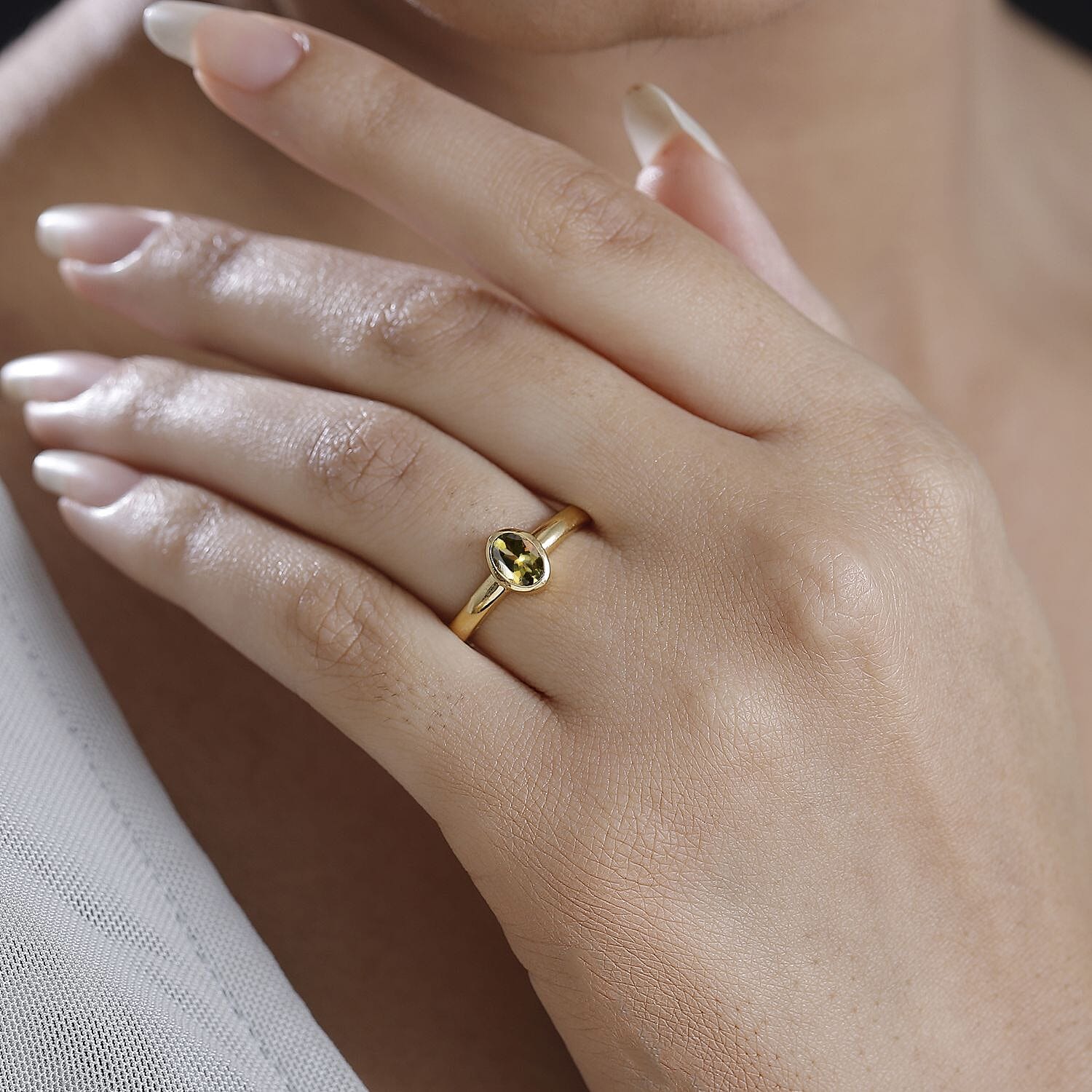 Natural Golden Tanzanite 0.61 ctw Ring in 18K Vermeil Yellow Gold Over Sterling Silver (Size 9.0)