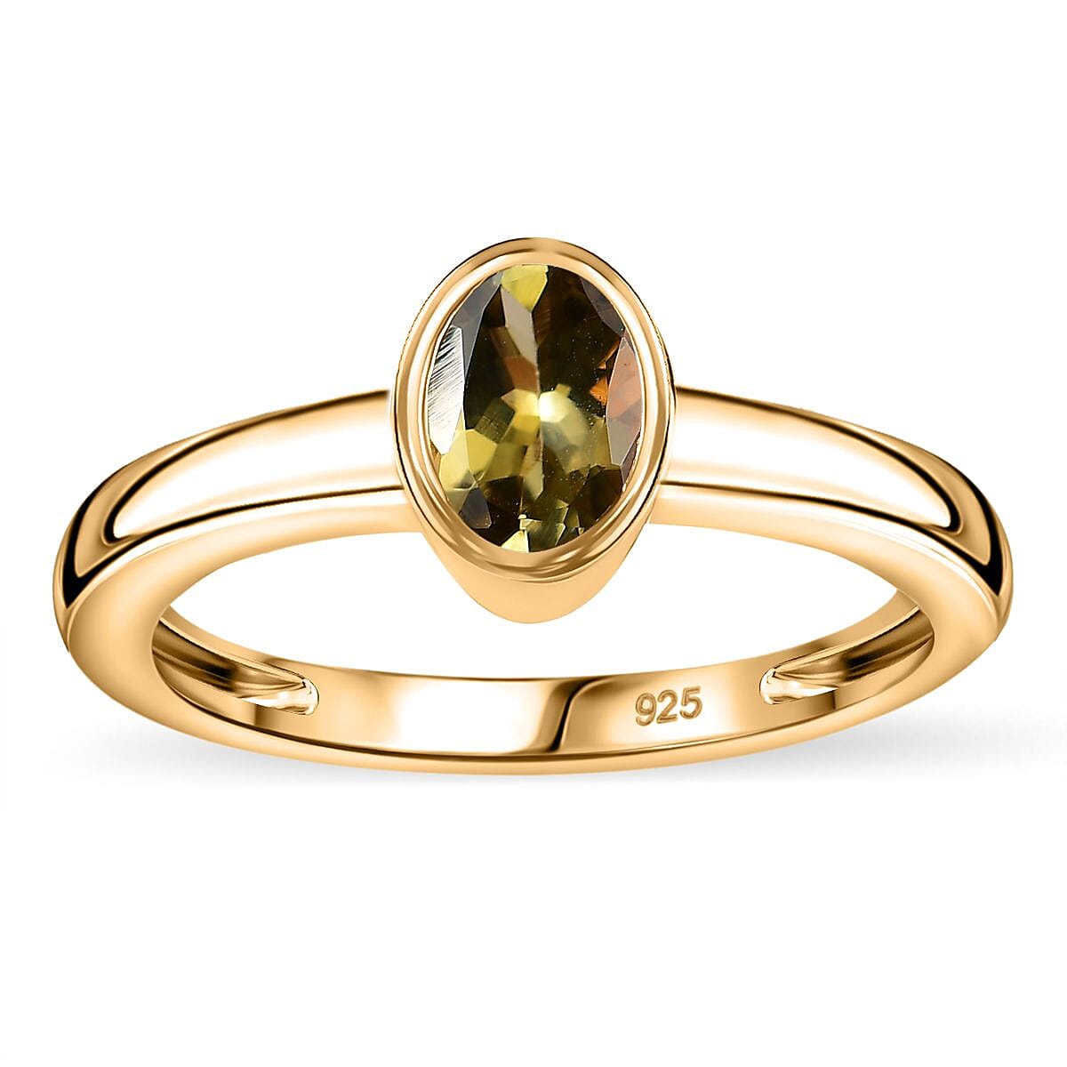 Natural Golden Tanzanite 0.61 ctw Ring in 18K Vermeil Yellow Gold Over Sterling Silver (Size 9.0)