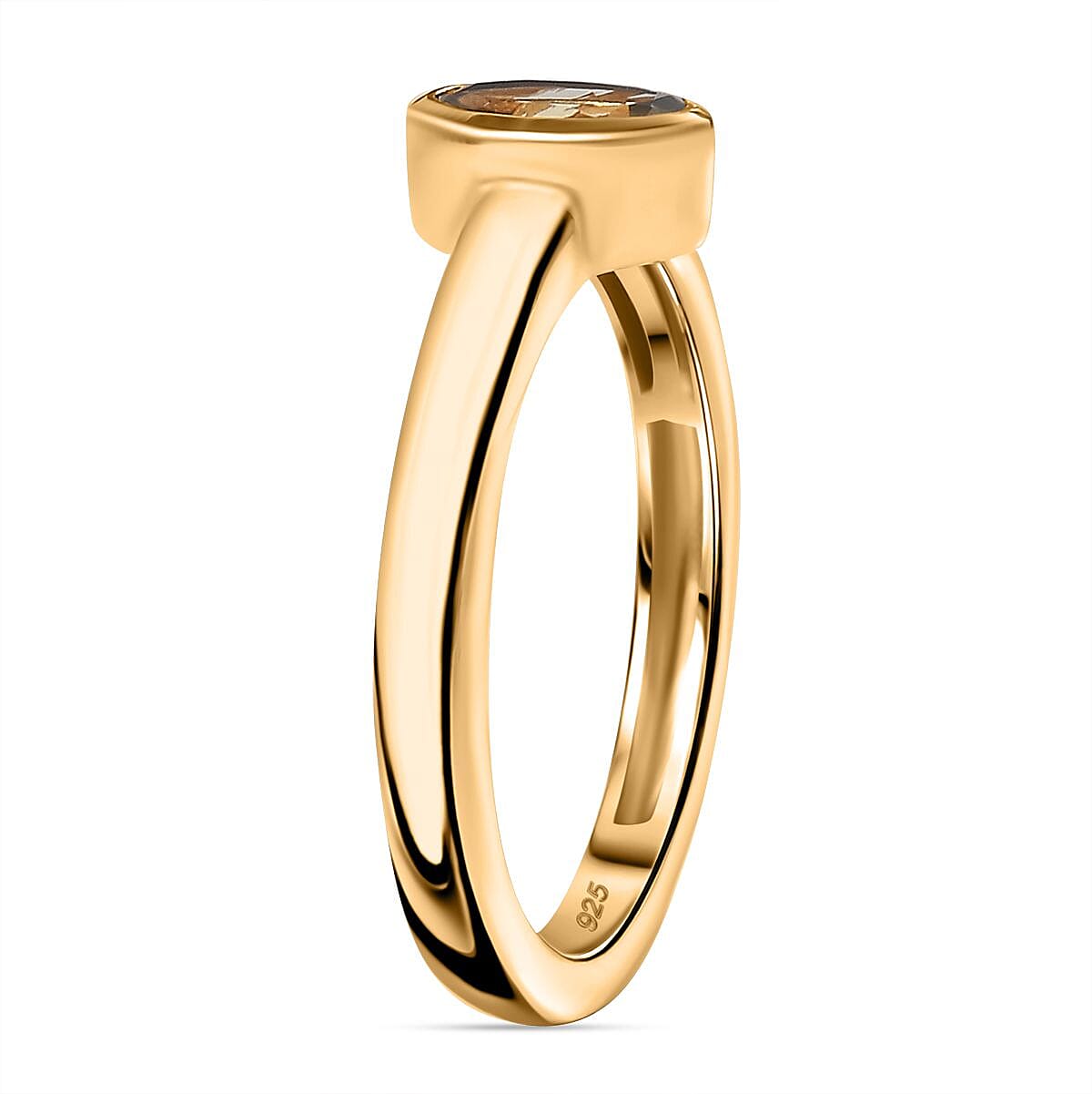 Natural Golden Tanzanite 0.61 ctw Ring in 18K Vermeil Yellow Gold Over Sterling Silver (Size 9.0)