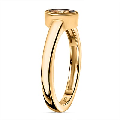 Natural Golden Tanzanite 0.61 ctw Ring in 18K Vermeil Yellow Gold Over Sterling Silver (Size 9.0)
