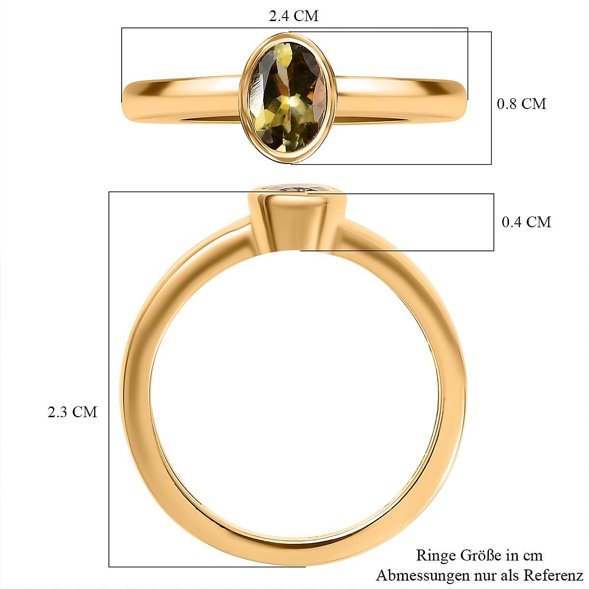 Natural Golden Tanzanite 0.61 ctw Ring in 18K Vermeil Yellow Gold Over Sterling Silver (Size 9.0)
