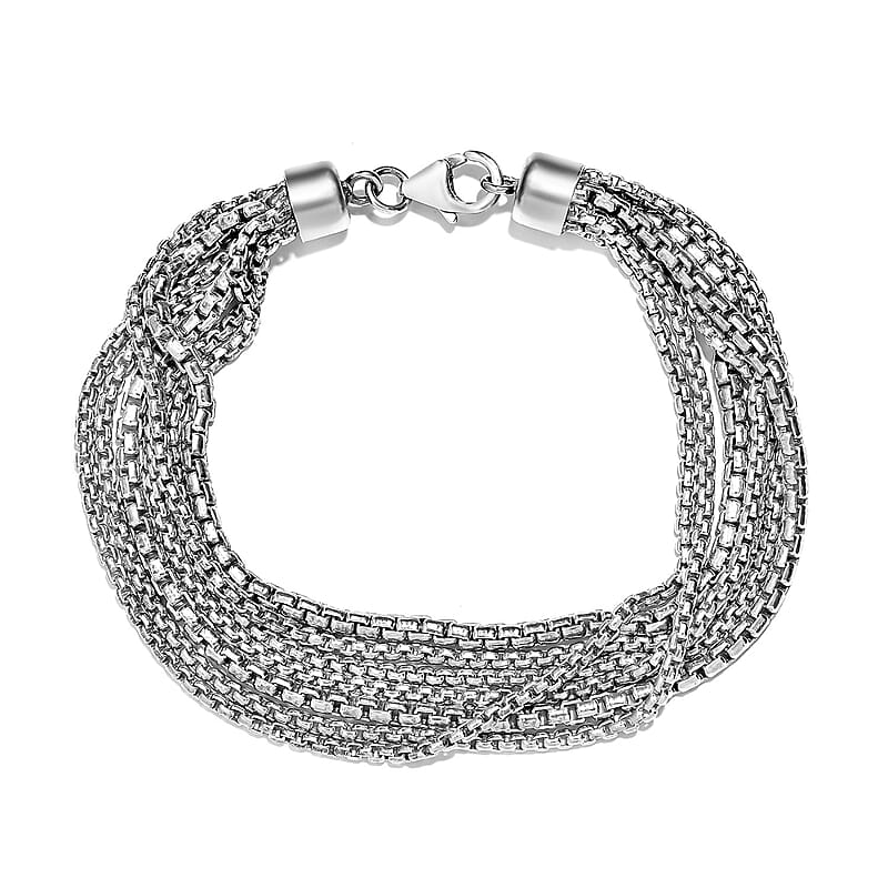 Artisan Crafted Sterling Silver Multi Layered Bracelet (7.25 In) 23.60 Grams