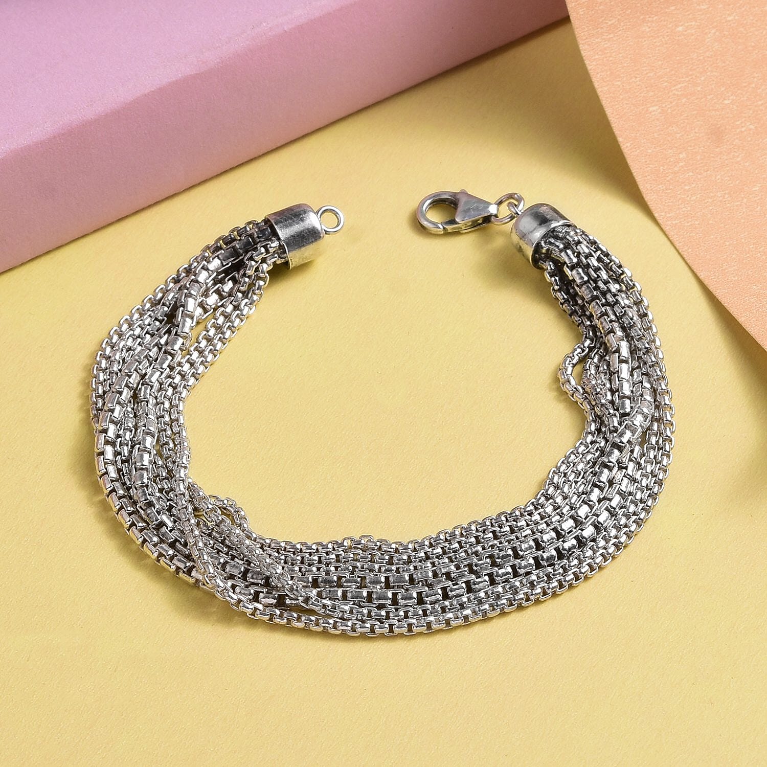 Artisan Crafted Sterling Silver Multi Layered Bracelet (7.25 In) 23.60 Grams