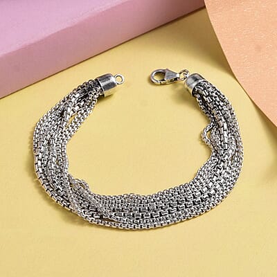 Artisan Crafted Sterling Silver Multi Layered Bracelet (7.25 In) 23.60 Grams