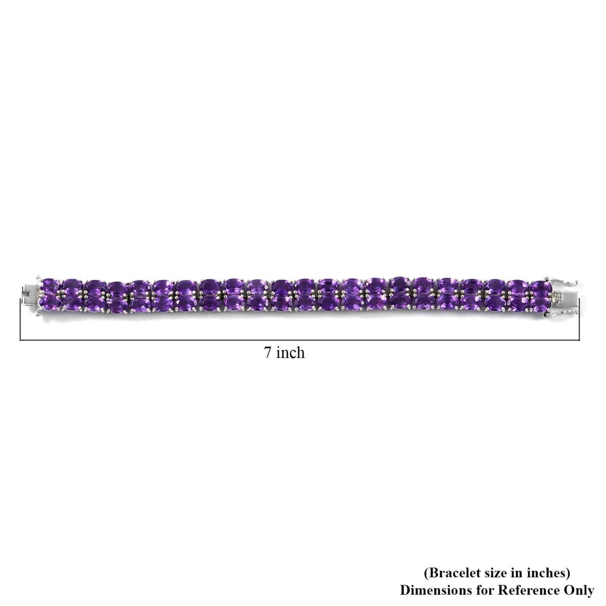 Lusaka Amethyst Double-Row Tennis Bracelet in Platinum Over Sterling Silver (6.50 In) 16.85 Grams 31.65 ctw image number 3