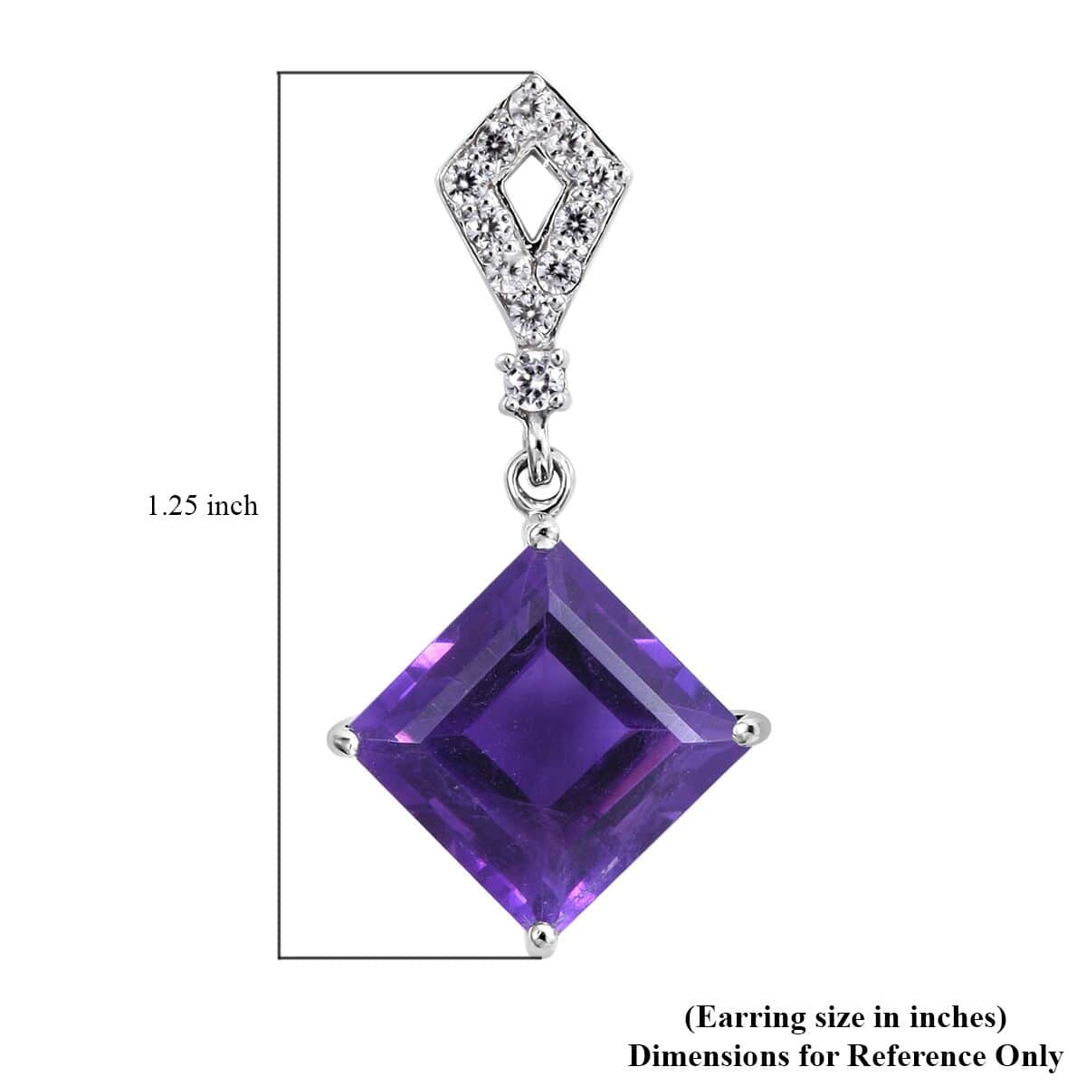 Lusaka Amethyst and Natural White Zircon Earrings in Platinum Over Sterling Silver 10.65 ctw image number 3