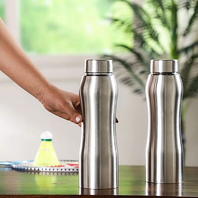 Homesmart Set of 2 Stainless Steel Belly Bottle -Silver (33.8 oz)