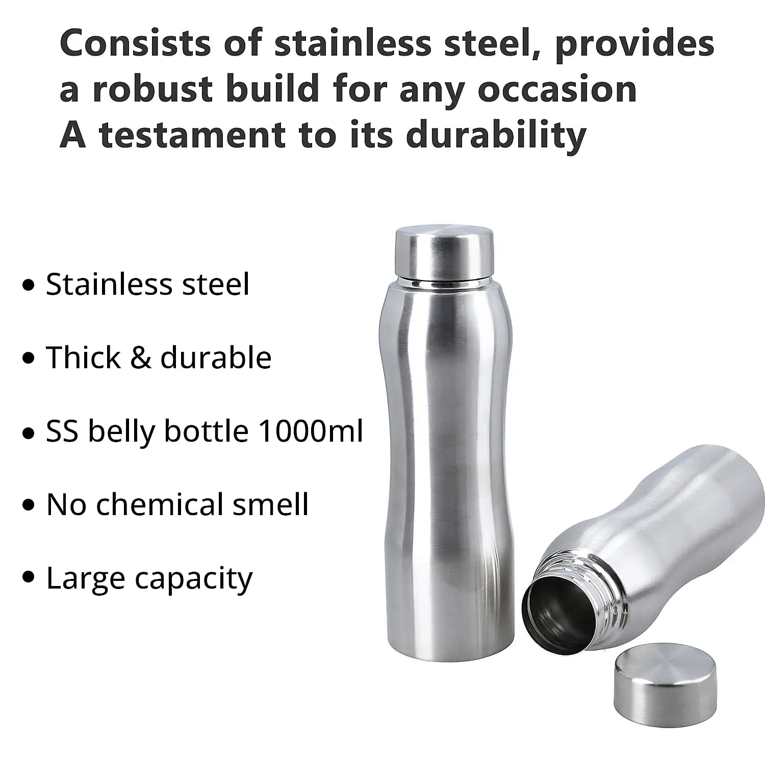 Homesmart Set of 2 Stainless Steel Belly Bottle -Silver (33.8 oz)