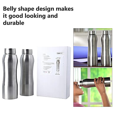 Homesmart Set of 2 Stainless Steel Belly Bottle -Silver (33.8 oz)