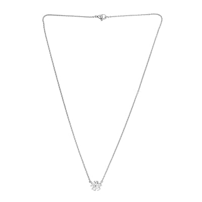 Made with Finest CZ Floral Necklace 20 Inches Platinum Over Sterling Silver and Stainless Steel 1.65 ctw