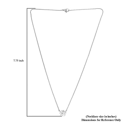 Made with Finest CZ Floral Necklace 20 Inches Platinum Over Sterling Silver and Stainless Steel 1.65 ctw