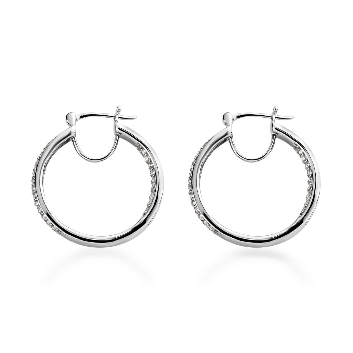 KARIS Simulated Diamond Hoop Earrings in Platinum Bond 2.65 ctw image number 3