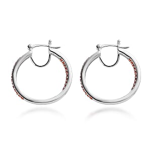Karis Simulated Red Color Diamond Hoop Earrings in Platinum Bond 2.60 ctw