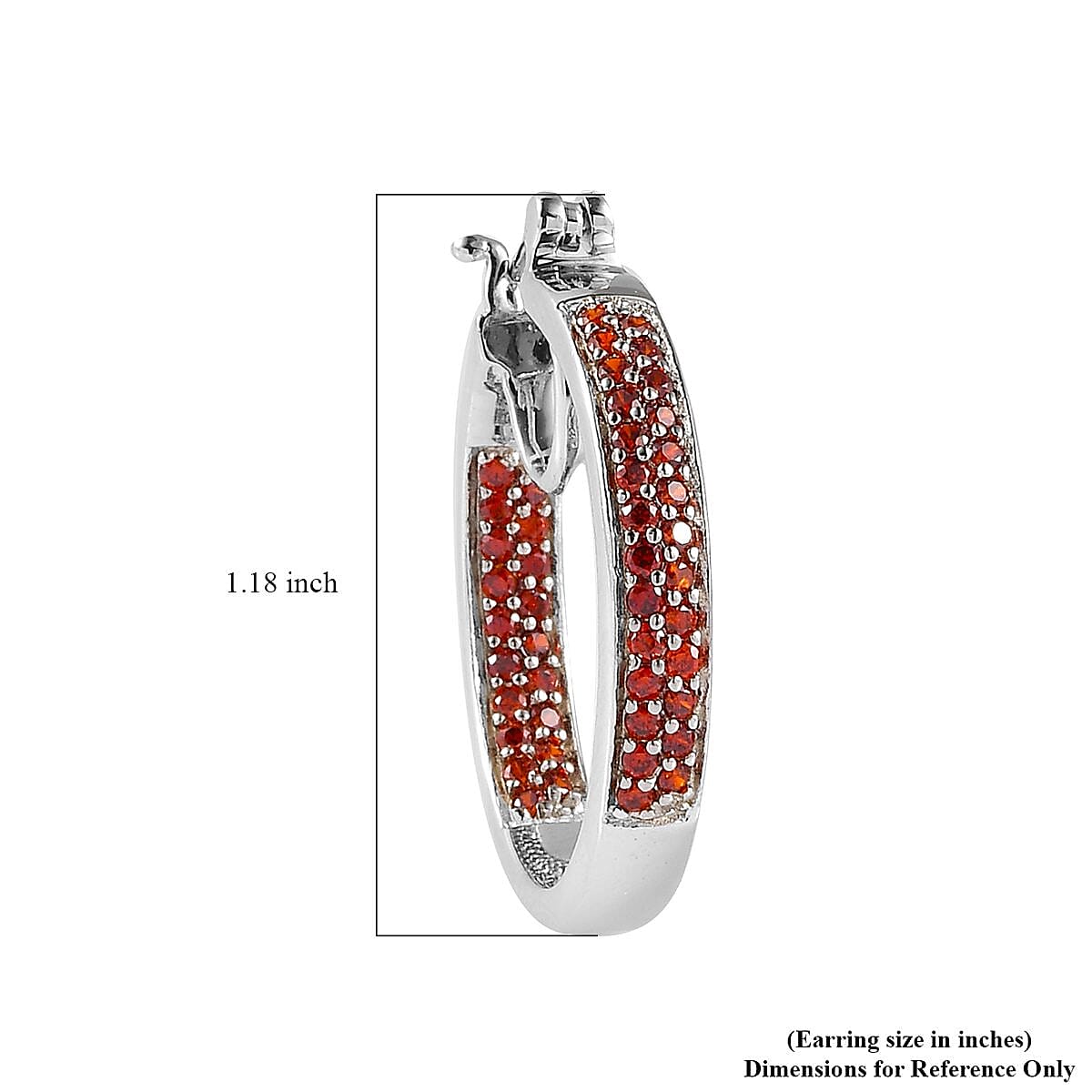 Karis Simulated Red Color Diamond Hoop Earrings in Platinum Bond 2.60 ctw image number 4