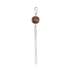 Yellow Tiger's Eye Magnetic Lock with 2 Inch Extender Chain and Lobster Lock in Rhodium Over Sterling Silver 2.00 ctw | Chain Extender | Sterling Silver Necklace Extender
