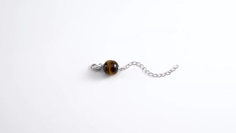South African Yellow Tiger's Eye Magnetic Lock with (2 Inches) Extender Chain in Rhodium Over Sterling Silver 2.00 ctw