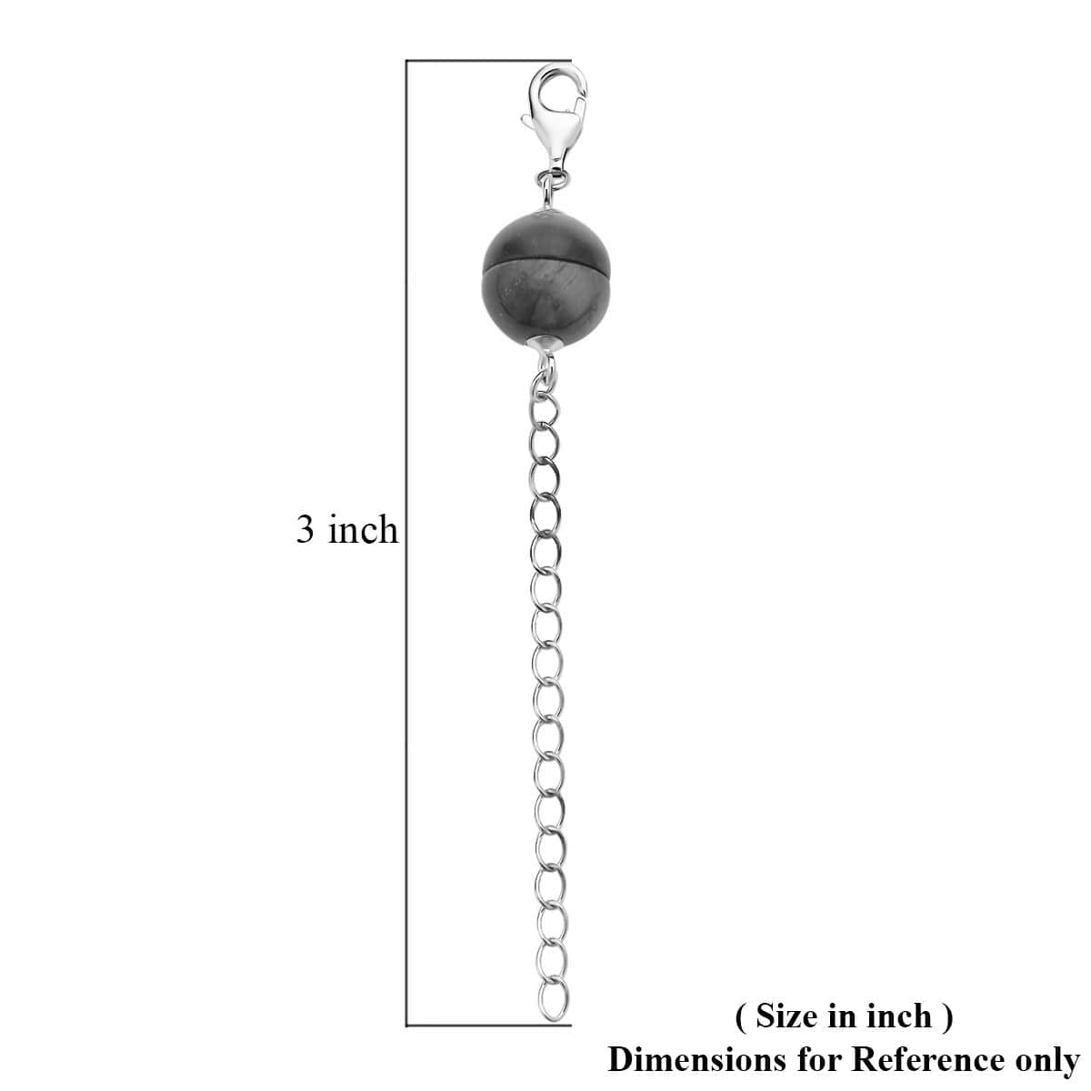 Yellow Tiger's Eye Magnetic Lock with 2 Inch Extender Chain and Lobster Lock in Rhodium Over Sterling Silver 2.00 ctw | Chain Extender | Sterling Silver Necklace Extender image number 2