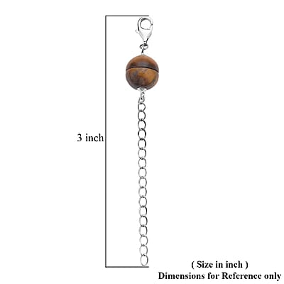 Yellow Tiger's Eye Magnetic Lock with 2 Inch Extender Chain and Lobster Lock in Rhodium Over Sterling Silver 2.00 ctw | Chain Extender | Sterling Silver Necklace Extender