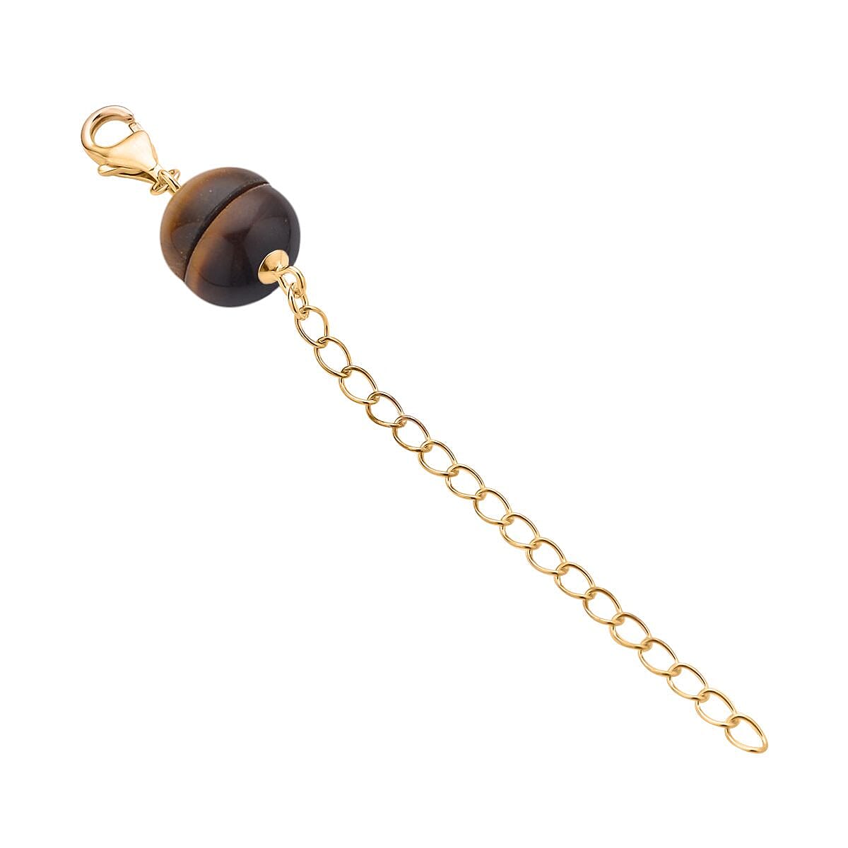 Yellow Tiger's Eye Magnetic Lock with 2 Inch Extender Chain and Lobster Lock in 14K YG Over Sterling Silver 2.00 ctw | Chain Extender | Sterling Silver Necklace Extender image number 1