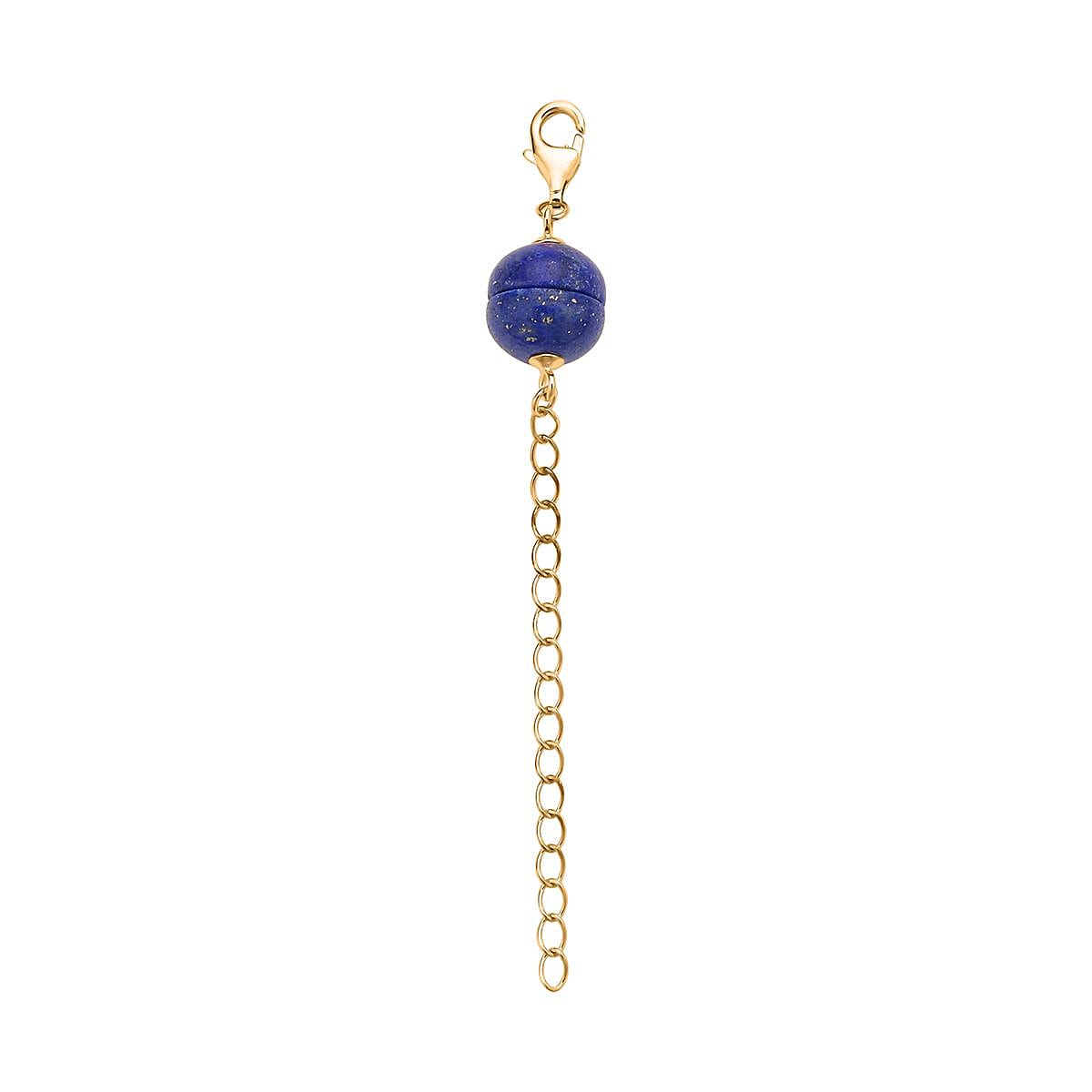 Lapis Lazuli Magnetic Lock with 2 Inches Extender Chain in 14K YG Over Sterling Silver 2.00 ctw image number 0