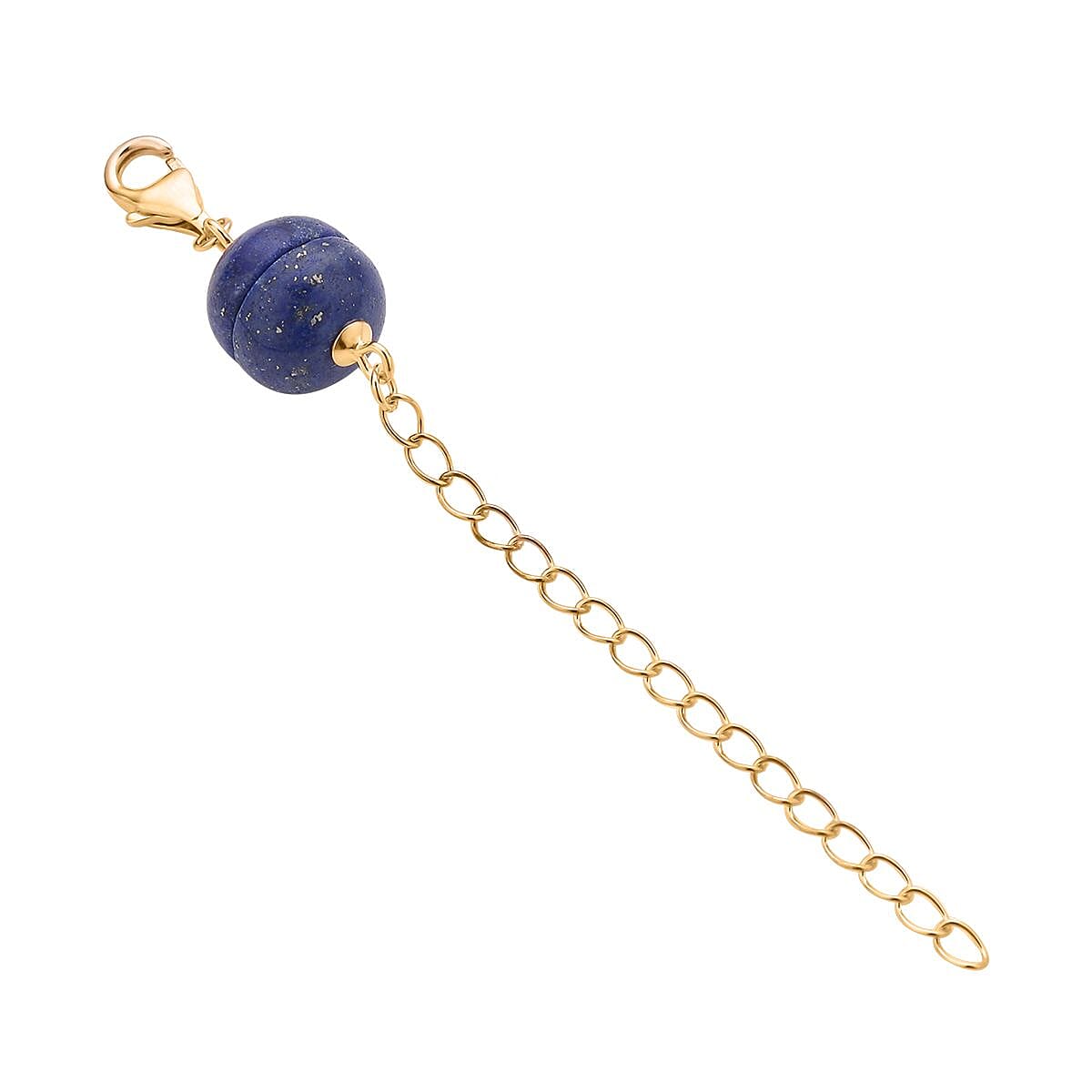 Lapis Lazuli Magnetic Lock with 2 Inches Extender Chain in 14K YG Over Sterling Silver 2.00 ctw image number 1