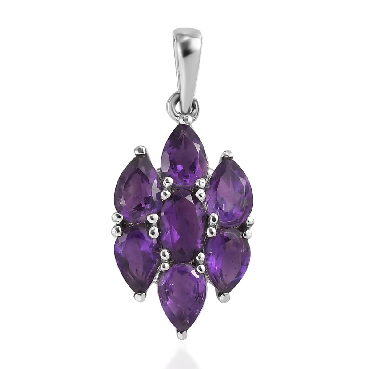 Amethyst Pendant in Stainless Steel 2.65 ctw image number 0