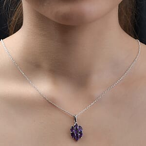 Amethyst Pendant without Chain in Stainless Steel 2.65 ctw , Tarnish-Free, Waterproof, Sweat Proof Jewelry