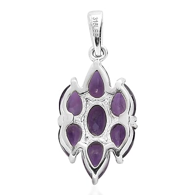 Amethyst Pendant without Chain in Stainless Steel 2.65 ctw , Tarnish-Free, Waterproof, Sweat Proof Jewelry