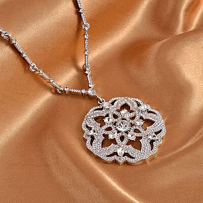 Austrian Crystal Fancy Blooming Necklace 28-30 Inches in Silvertone