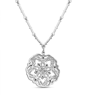 Austrian Crystal Fancy Blooming Necklace 28-30 Inches in Silvertone
