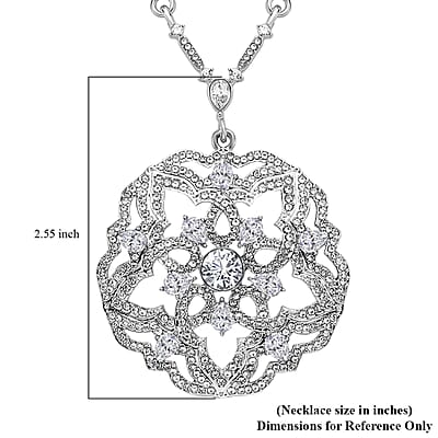 Austrian Crystal Fancy Blooming Necklace 28-30 Inches in Silvertone
