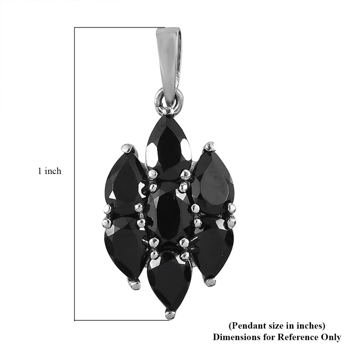 Thai Black Spinel Pendant in Stainless Steel 3.50 ctw , Tarnish-Free, Waterproof, Sweat Proof Jewelry image number 5