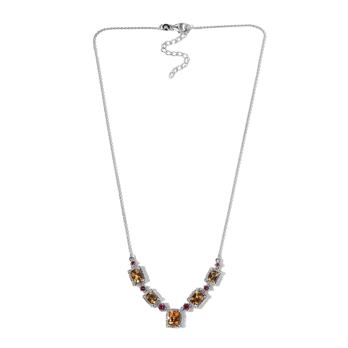 Golden Scapolite and Multi Gemstone Necklace 18 Inches in Platinum Over Sterling Silver 7.25 ctw image number 3