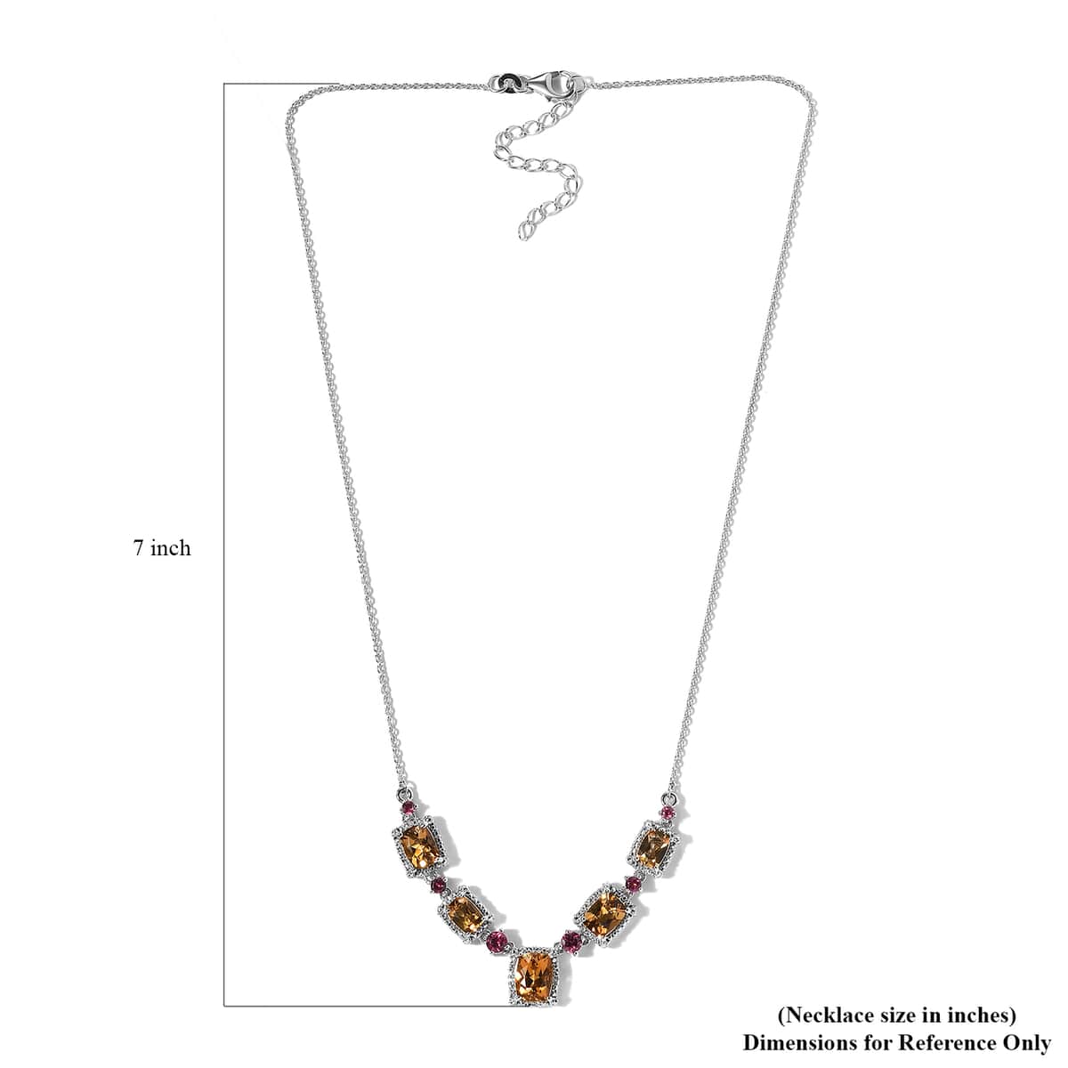 Golden Scapolite and Multi Gemstone Necklace 18 Inches in Platinum Over Sterling Silver 7.25 ctw image number 5
