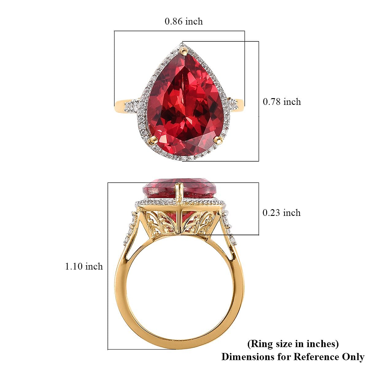 Lab Created Padparadscha Sapphire and Moissanite Halo Ring in Vermeil Yellow Gold Over Sterling Silver (Size 6.0) 12.35 ctw image number 5
