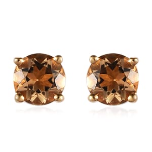 Golden Scapolite Solitaire Stud Earrings in Vermeil Yellow Gold Over Sterling Silver 0.75 ctw