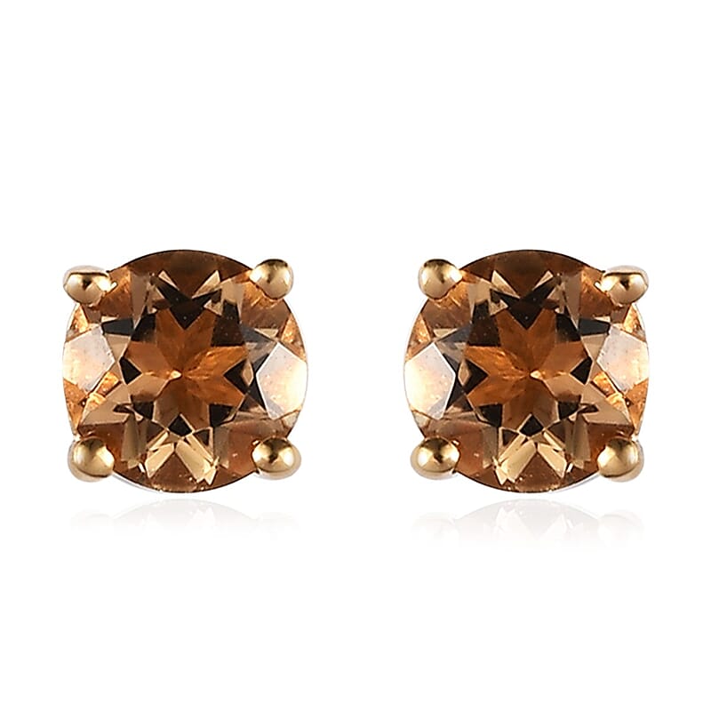 Golden Scapolite Solitaire Stud Earrings in Vermeil Yellow Gold Over Sterling Silver 0.75 ctw