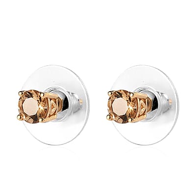 Golden Scapolite Solitaire Stud Earrings in Vermeil Yellow Gold Over Sterling Silver 0.75 ctw